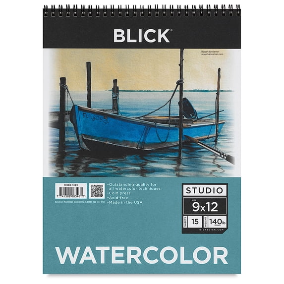 Blick Studio Watercolor Pad - 9" x 12", 140 lb, Spiral-bound, 15 Sheets