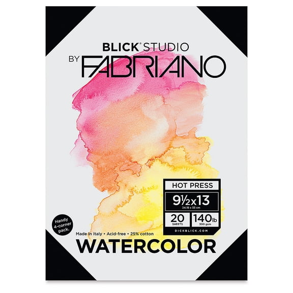 Blick Studio Watercolor Papers - Hot Press, 9-1/2" x 13, 20 Sheets