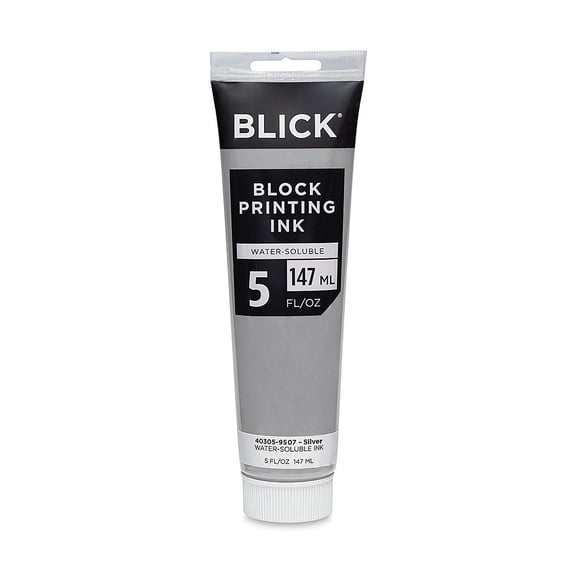 Blick Water-Soluble Block Printing Ink - Silver, 5 oz Tube