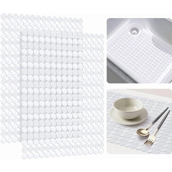 Bligli Round Sink Mats 2-Pack ,Non-Slip PVC Sink Protector, Fits Stainless Steel / Ceramic Sinks,15.7 x 11.8 inch,Fast Draining Dot Design for Kitchen Sink, Clear