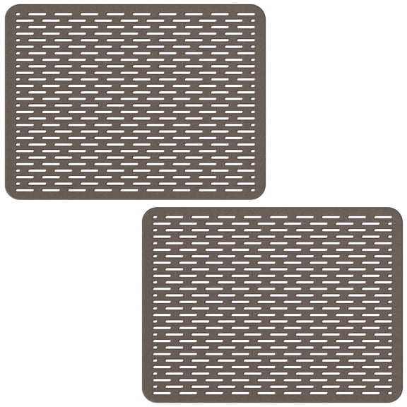 Bligli 15.7x11.8inch Kitchen Sink Mat, PVC Eco-Friendly Bottom Protector with Fast Drain & Anti-Slip, Clear Gray