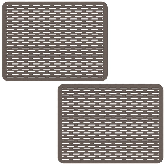 Bligli 15.7x11.8inch Kitchen Sink Mat, PVC Eco-Friendly Bottom Protector with Fast Drain & Anti-Slip, Clear Gray