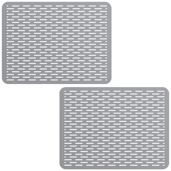 Bligli 15.7x11.8inch Kitchen Sink Mat, PVC Eco-Friendly Bottom Protector with Fast Drain & Anti-Slip, Solid Gray