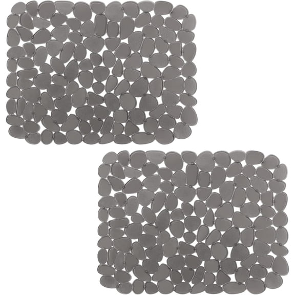 Bligli Pebble Sink Mat 2-Pack - PVC Kitchen Protector for Stainless Steel/Ceramic, Dish Drying Mat for Dishes, 15.7" x 11.8", Grey