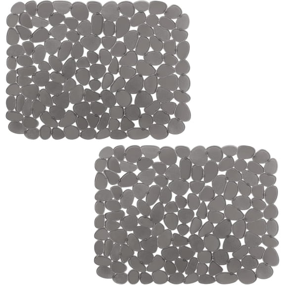 Bligli Pebble Sink Mat 2-Pack - PVC Kitchen Protector for Stainless Steel/Ceramic, Dish Drying Mat for Dishes, 15.7" x 11.8", Grey