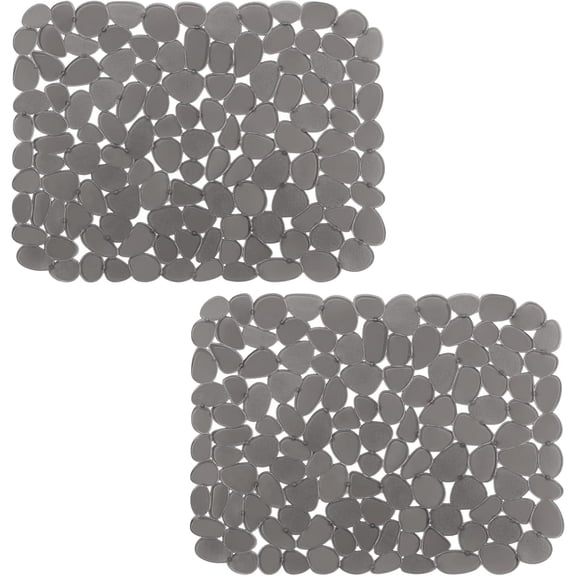 Bligli Pebble Sink Mat 2-Pack - PVC Kitchen Protector for Stainless Steel/Ceramic, Dish Drying Mat for Dishes, 15.7" x 11.8", Grey