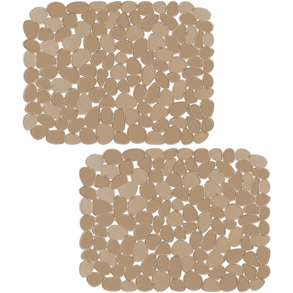 Bligli Pebble Sink Mat 2-Pack - PVC Kitchen Protector for Stainless Steel/Ceramic, Dish Drying Mat for Dishes, 15.7" x 11.8", Clear Yellow