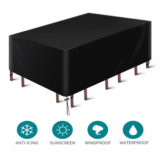 Bliifuu Patio Furniture Covers 84" x 52" x 29", Rectangular 600D Outdoor Furniture Set Cover for Garden Table and Chair Waterproof Dustproof UV Resistant Resistant, Black