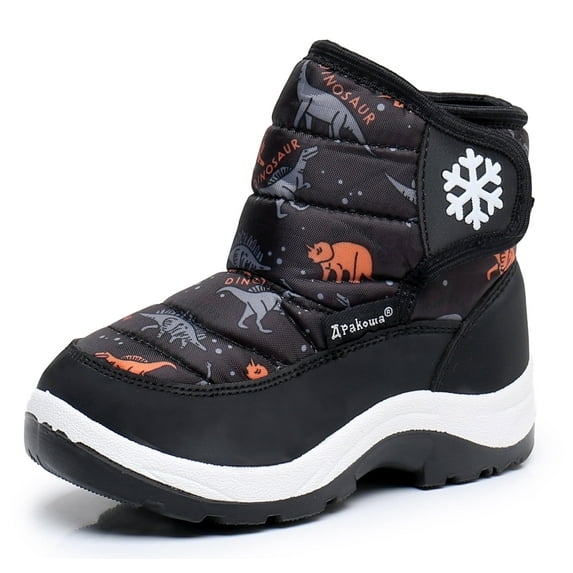 Blikcon Boys Girls Snow Boots Water Resistance Cold Weather Winter Boots (Color : BlackDinosaur, Size : 11 Little Kid)