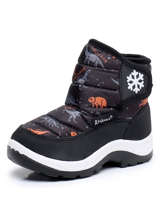 Boys Girls Snow Boots Water Resistance Cold Weather Winter Boots (Color : BlackDinosaur, Size : 11 Little Kid)