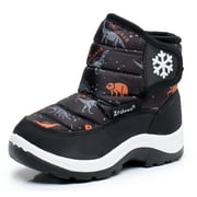 Blikcon Boys Girls Snow Boots Water Resistance Cold Weather Winter Boots (Color : BlackDinosaur, Size : 12 Little Kid)