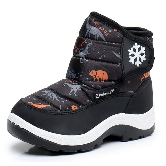 Blikcon Boys Girls Snow Boots Water Resistance Cold Weather Winter Boots (Color : BlackDinosaur, Size : 7 Toddler)