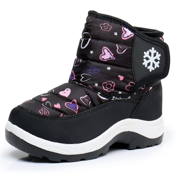 Blikcon Boys Girls Snow Boots Water Resistance Cold Weather Winter Boots (Color : BlackHeart, Size : 8 Toddler)