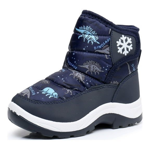 Blikcon Boys Girls Snow Boots Water Resistance Cold Weather Winter Boots (Color : NavyDinosaur, Size : 11 Little Kid)