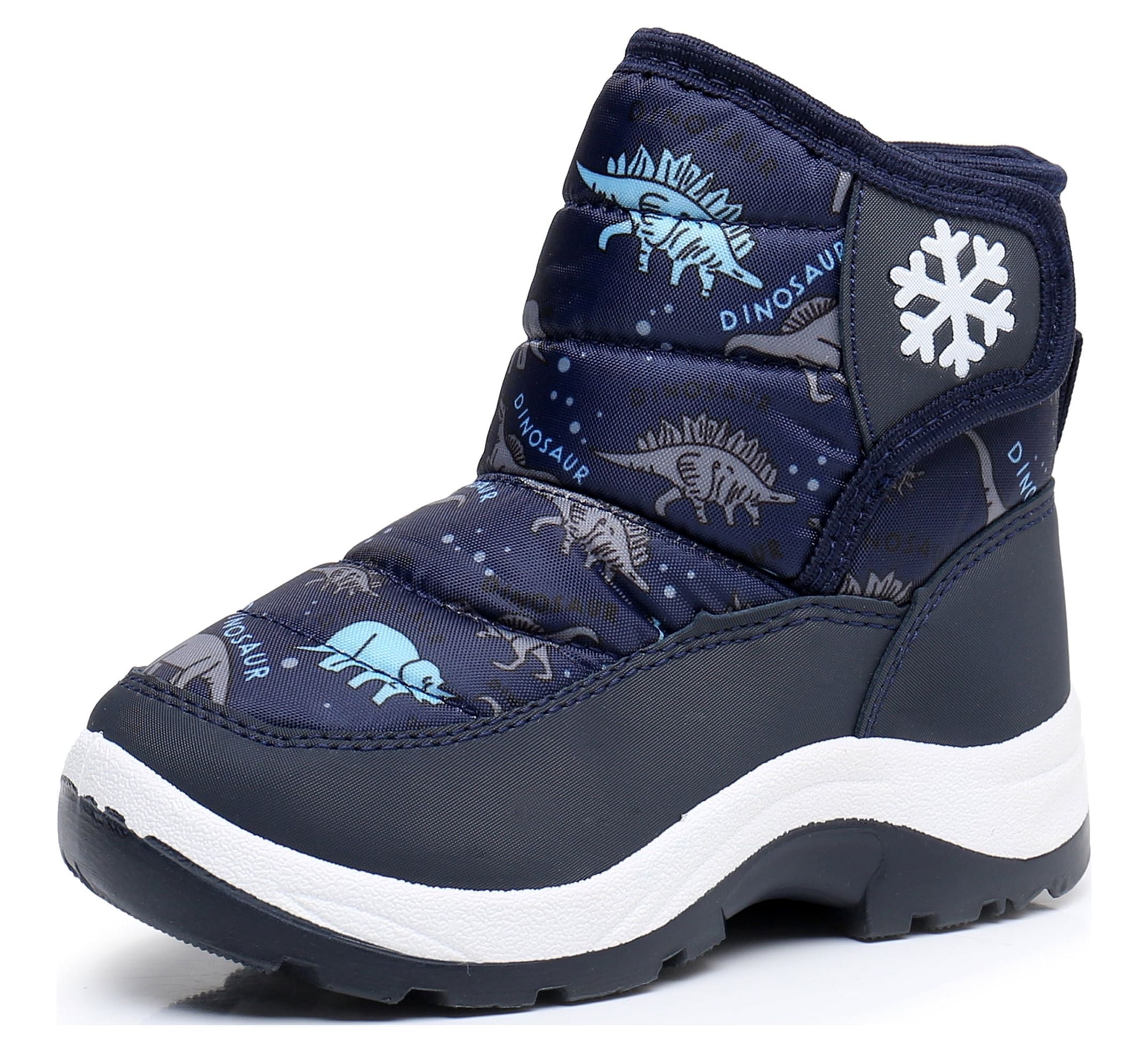 Blikcon Water-Resistant Snow Boots for Boys and Girls, Navy Dinosaur ...