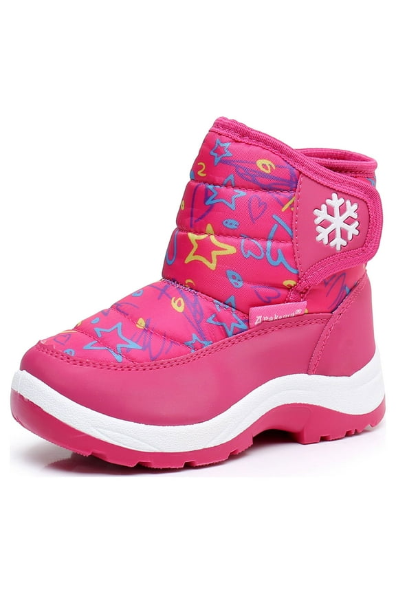 Boys Girls Snow Boots Water Resistance Cold Weather Winter Boots (Color : PeachStar, Size : 12 Little Kid)