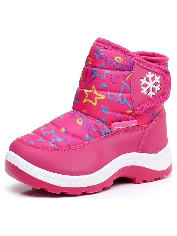 Boys Girls Snow Boots Water Resistance Cold Weather Winter Boots (Color : PeachStar, Size : 8 Toddler)
