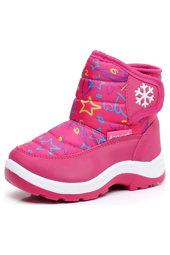 Boys Girls Snow Boots Water Resistance Cold Weather Winter Boots (Color : PeachStar, Size : 9.5 Toddler)