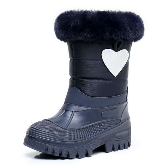 Blikcon Boys Girls&nbsp;Insulated Waterproof Mid Calf Winter Snow Boots(Color : Peach, Size : 1 Little Kid)