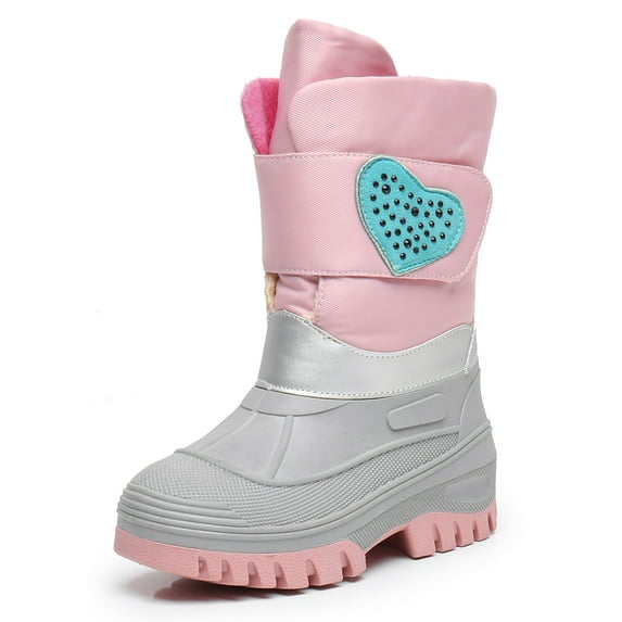 Blikcon Boys Girls Insulated Waterproof Mid Calf Winter Snow Boots(Color : Pink, Size : 12 Little Kid)