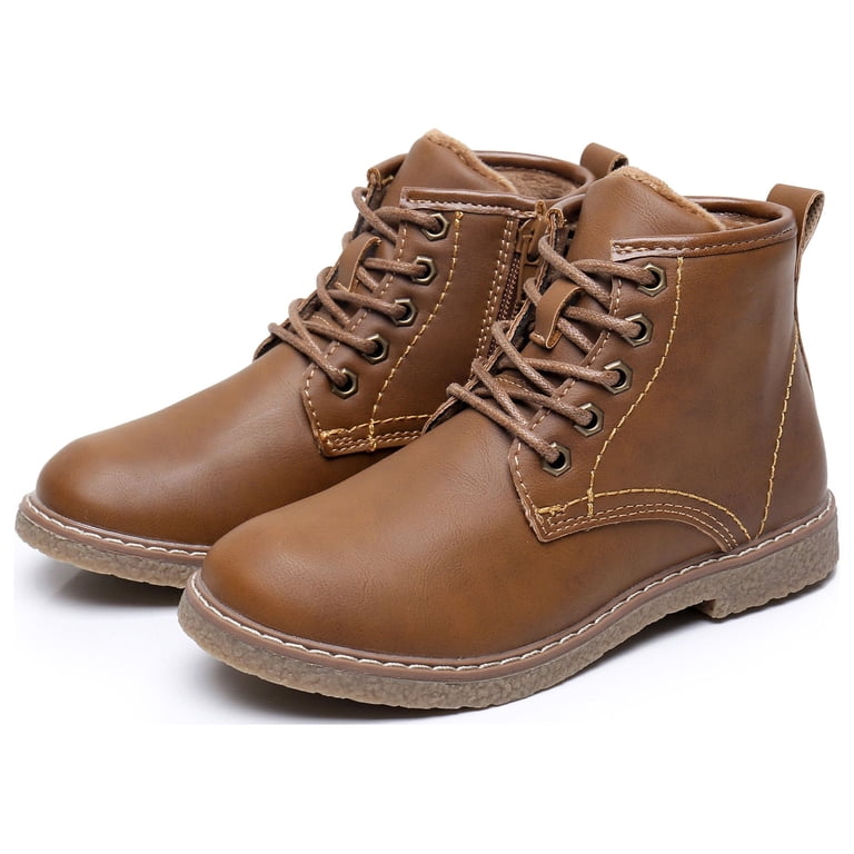 Blikcon Youth Leather Ballard Dress Boots for Boys, Comfort Bootie Chukka, Brown, Size: 1 Little Kid