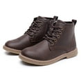 thumbnail image 1 of Blikcon Kids Boys Ballard Dress Boots Comfort Bootie Chukka (Color: Darkbrown, Size: 2 Little Kid), 1 of 7