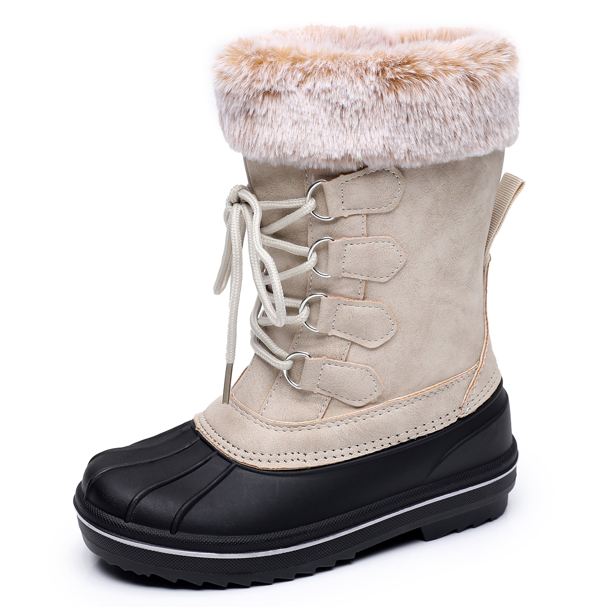Blikcon Kids Boys & Girls Faux Fur-Lined Waterproof Winter Snow Boots ...