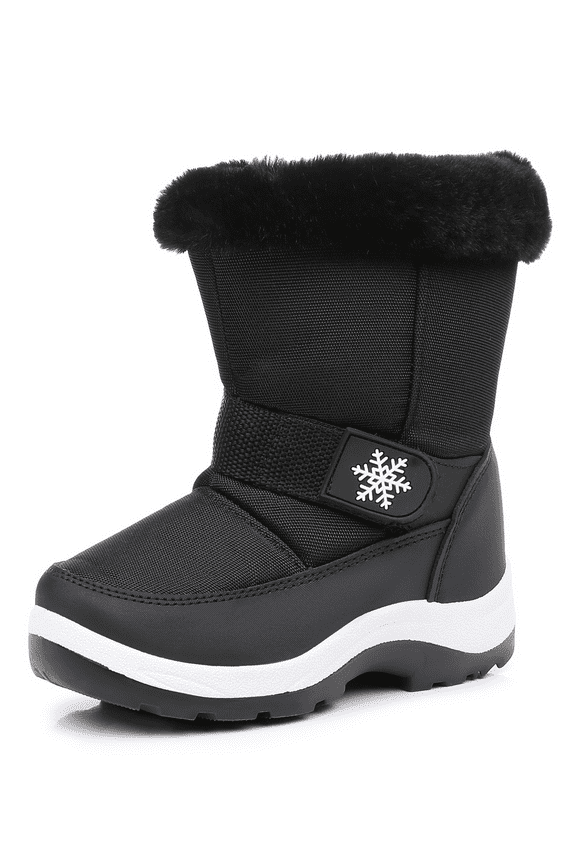 Kids Boys Girls Snow Boots Water-resistant Winter Boots with Faux Fur – Warm Winter Boots with Side Zipper & Non-Slip Sole (Toddler/Little Kid)