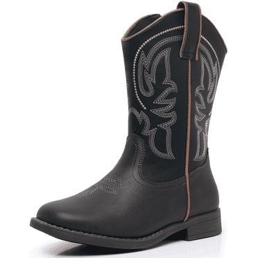 Blikcon Kids Cowboy Boots for Boys & Girls Embroidered Square Toe Cowgirls Western Rodeo Boots with Side Zipper for Toddler & Little Kid & Big Kid