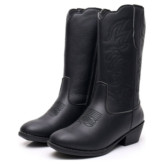 Blikcon Unisex Kids Boys Girls Cowboy Boots Classic Western Boots (Color: Black, Size: 10 Toddler)