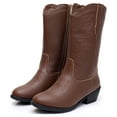 thumbnail image 1 of Blikcon Unisex Kids Boys Girls Cowboy Boots Classic Western Boots (Color: Brown, Size: 3 Littler Kids), 1 of 9