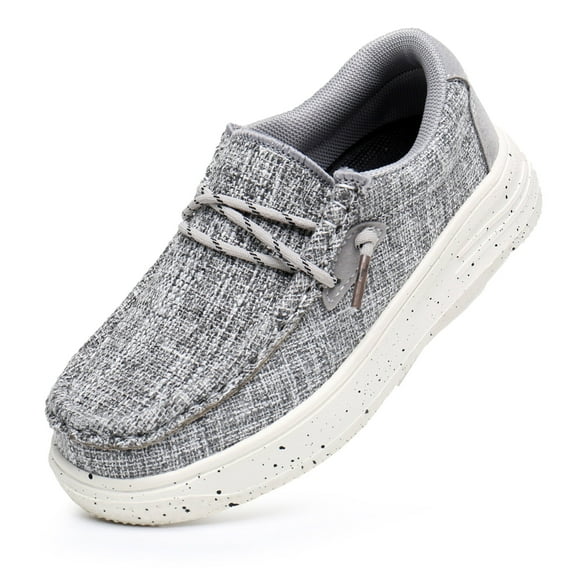 Blikcon Unisex Kids Casual & Dress Shoes Lightweight Slip-On Boat Shoe, Brown & White