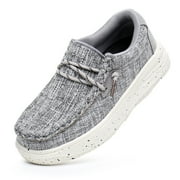 Unisex Kids Casual and Dress Lightweight Slip-On Boat Shoe, Gray