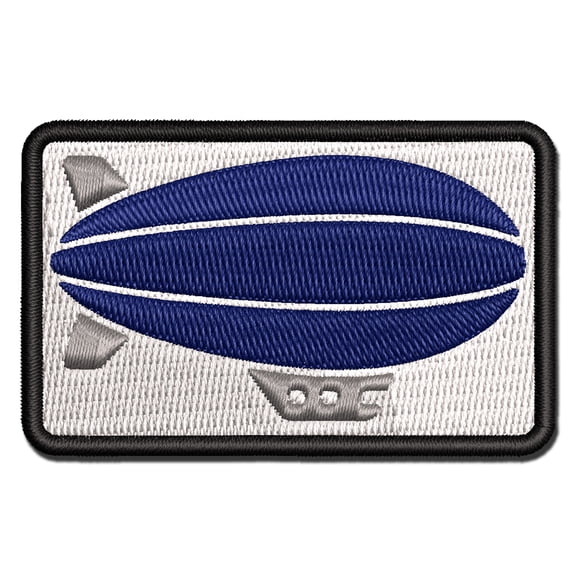 Blimp Dirigible Zeppelin Airship Silhouette Applique Multi-Color Embroidered Hook & Loop Patch - 2.5 Inch Small