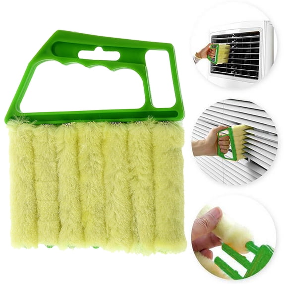 Blind Cleaner Duster with Ergonomic Handle,HandHeld Window Venetian Blind Cleaner Duster Tool with 7 Fingers,Reusable Washable Microfiber Shutter Cleaning Brush for AC Vents,Car Vents,Fans,Louvers