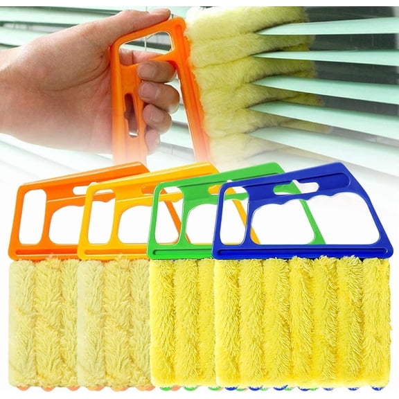 Blind Cleaner Duster Tool, 2026 New Blind Dusters for Cleaning,Cleaning Brush,7 Finger Dusting Cleaner Tool for Window & Air Conditioner,Window Blinds Cleaner Microfiber Washable (4PCS)
