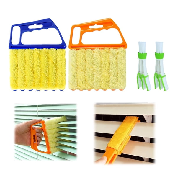 Blind Cleaner Duster Tool, 2026 Upgrade Window Venetian Microfiber 7 Finger Duster Brush Dusting Cleaner Tools for Window Shutters Air Conditioner Vinyl Wood Blinds with 4 Cloth Cover