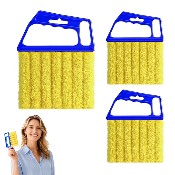Blind Cleaner Tool Set, 7-Finger Window Blind Duster Cleans 6 Slats at Once, Washable Crevice Cleaning Brush, Thickened Fabric, for Home Office Car Vents (3pcs)