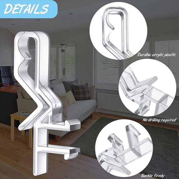 Blind Clip for Valance, Hidden Channel Window Valance Clip, Clear Plastic Valance Clip, Mini Blind Valance Clip for Horizontal Wood Blind