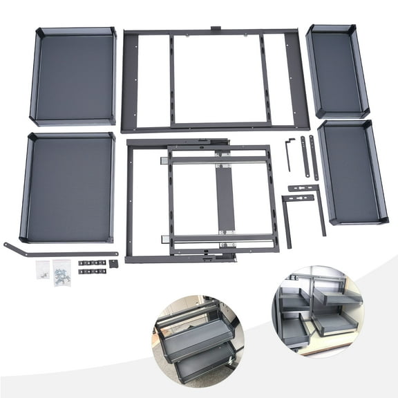 Blind Corner Cabinet Pull Out For 14 Inch Organizer,Kitchen Corner Cabinet Pull Out,Magic Corner Pull Out Left Or Right Handed Open,2 Tiers Swing Tray,Blind Corner Soft Close