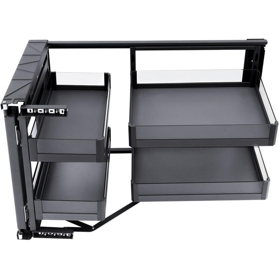 Blind Corner Cabinet Pull Out Organizer 2 Tier with 4 Separate Baskets, Magic Corner Pull Out Corner Cabinet 270 Left Or Right Handed Open, Soft Close Narrow Blind Cabinet