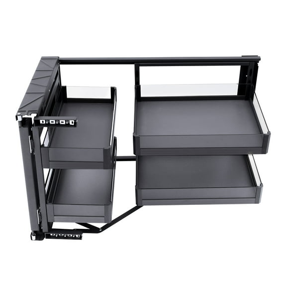Blind Corner Cabinet Pull Out Organizer, 2 Tier Kitchen Corner Cabinet Pull Out, MagicCorner Pull Out with Adjustable 4 Separate Baskets for 14 Inch Open Organizer for Kitchen Cabinets