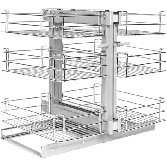 Blind Corner Pull Out Organizer, Min Opening 17", Left Open & Right Open Compatible, 3-tier Pull-out Basket, Soft Close, Bottom Mount$$Home Decor, Kitchen, & Other