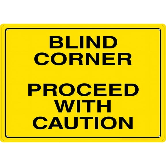 Blind Corner Sign 12 x 8 Inches - UV Printed Rust-Free Aluminum, Yard Sign for Home, Business, Driveway Alert, Road, Parking Lot, Safety Warning