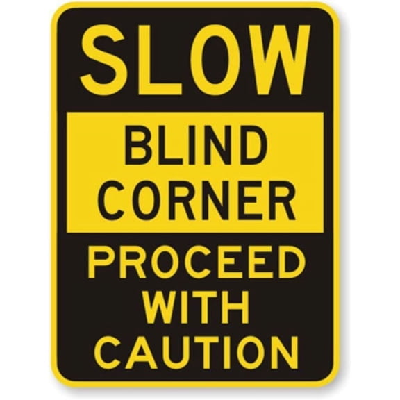 Blind Corner Weatherproof Metal Aluminum Sign Size: 16 x 12 Inch