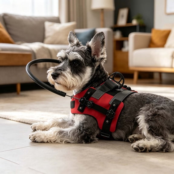 Blind Dog Ring with Reflective Strips, Adjustable Blind Dog Harness,Blind Dog Bumper to Protect Cats and Dogs with Blindness, Blurred Vision, Sick Eyes from Collision (Red-M)