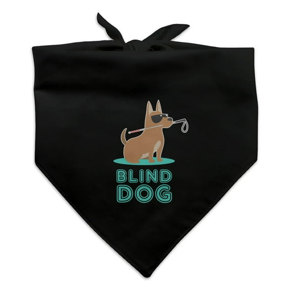 Blind Dog with Sunglasses and Cane Dog Pet Bandana - Black