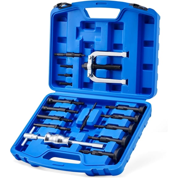 Blind Hole Collet Bearing Race and Seal Puller Extractor Kit, Slide Hammer Pilot Insert Inner Internal Bearing Removal Tool Set, 16PCS