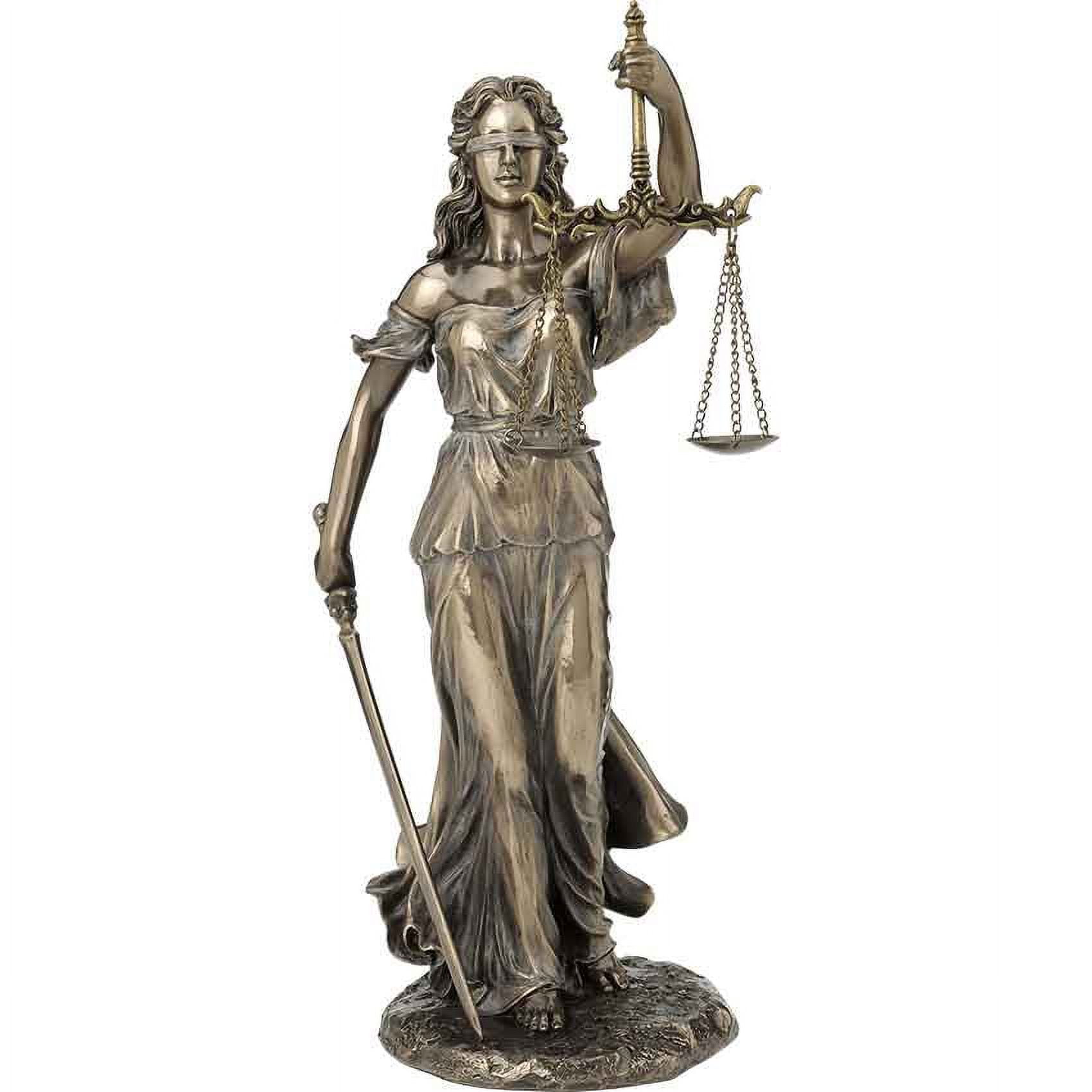 Bronze Finish Lady Justice Statue with Sword and Scales, 7 Inches