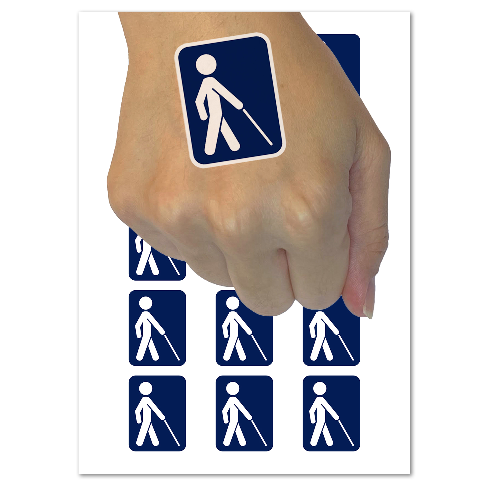 Blind Low Vision Impaired Disability Water Resistant Temporary Tattoo